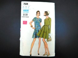 7634 VOGUE 1968 WOMEN'S ONE PIECE SHORT TO LONG SLEEVE DRESS PATTERN UNCUT 16 1/2 39"B